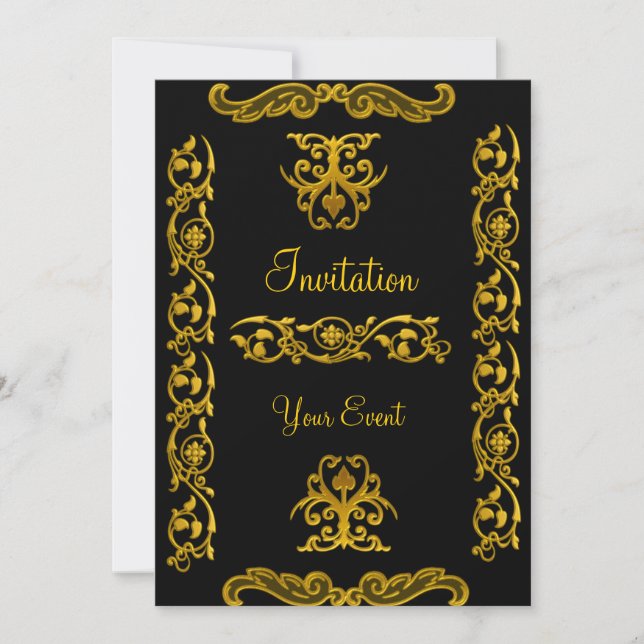 Black Vintage Create your event Invitation (Front)