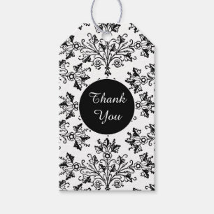 Black Vintage Damask Pattern Custom Thank You Tag