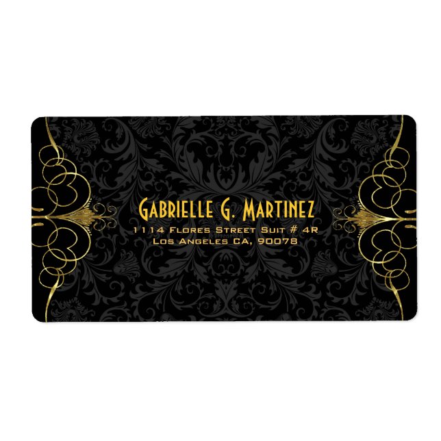 Black Vintage Damasks & Gold Ornate Frame (Front)