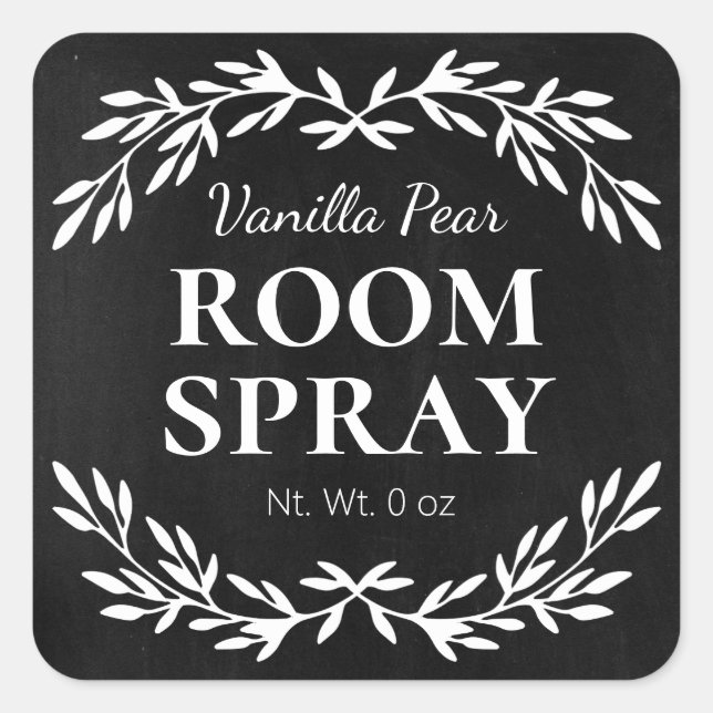 Black Vintage DIY Room Spray Labels (Front)