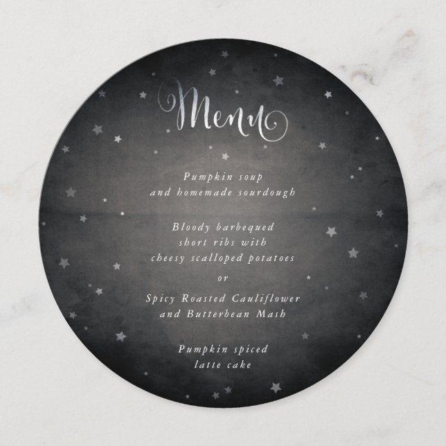 Black Vintage Faded Stars Square/Round Menu (Front)