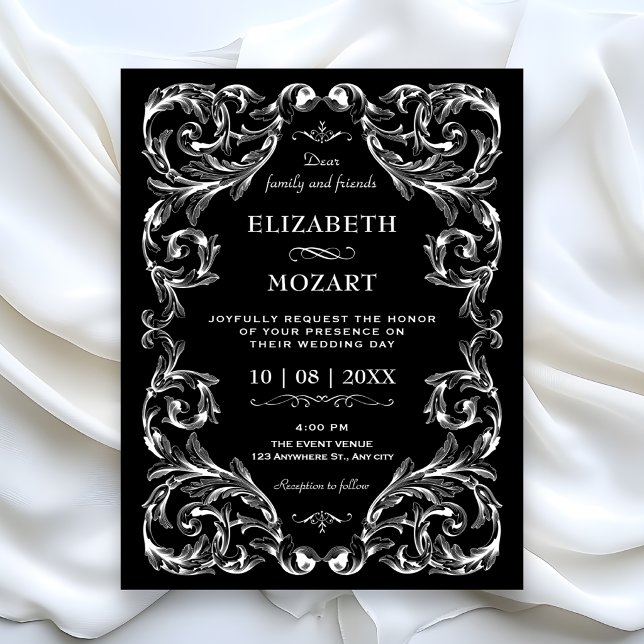 Black Vintage Gothic wedding Invitation (Creator Uploaded)