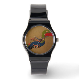 Black Vintage-Inspired Watch with Silicone Strap –