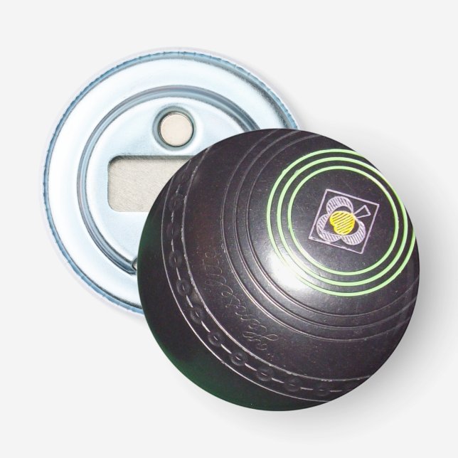 Black Vintage Lawn Bowl, Magnetic Bottle Opener (Front)
