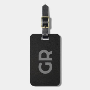 Black Vintage Leather Texture Luggage Tag