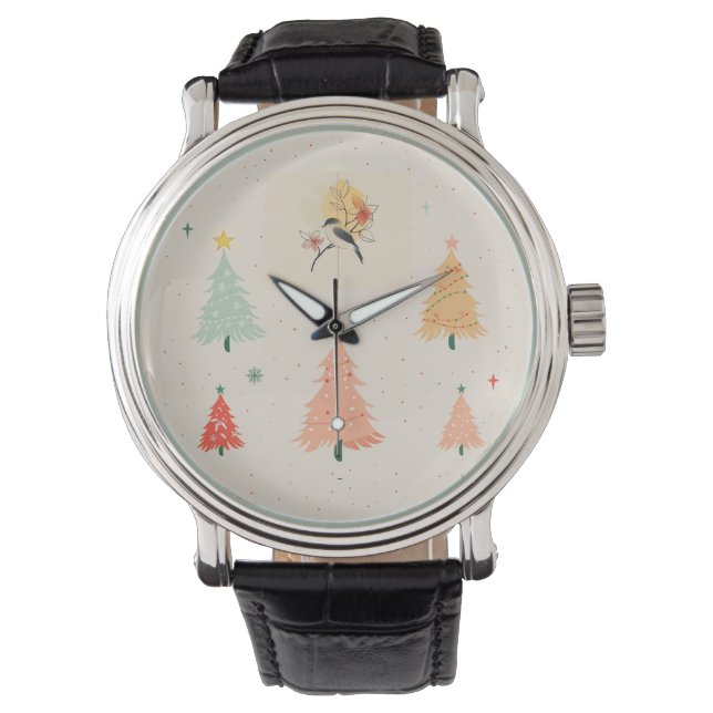 Black Vintage Leather Watch (Front)