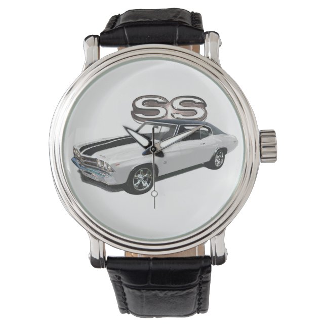 Black Vintage Leather Watch (Front)