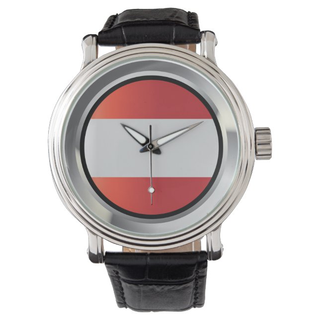 Black Vintage Leather Watch (Front)
