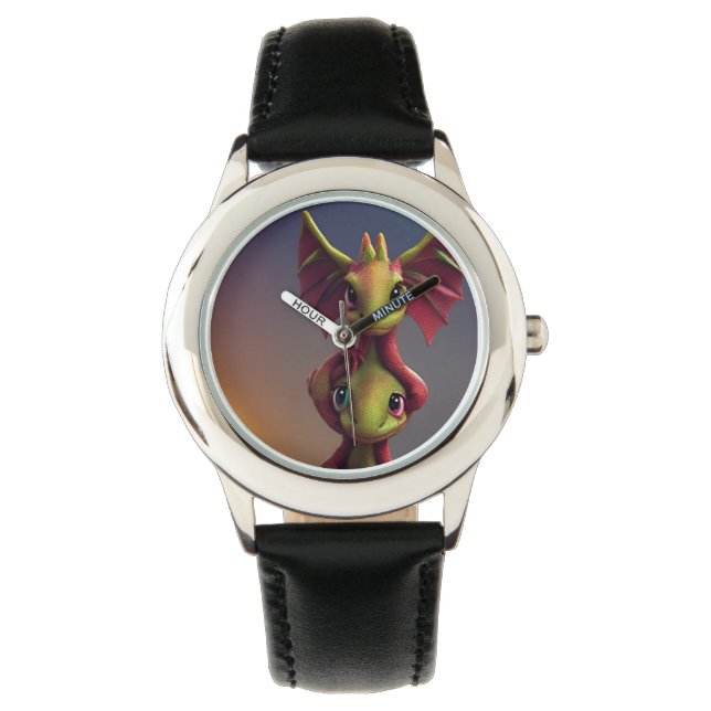 Black Vintage Leather Watch (Front)