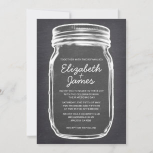 Black Vintage Mason Jar Invitations de mariage