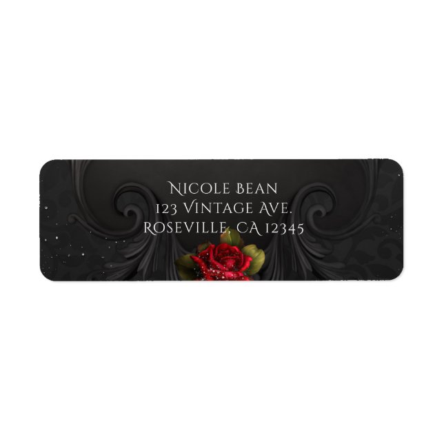 Black Vintage Ornamental Red Roses Wedding (Front)