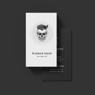 Black Vintage Retro Barber Shop Skull Scissors Bus Business Card