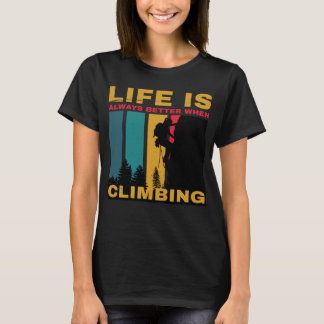 Black Vintage Retro Climbing Camping Camp T-Shirt
