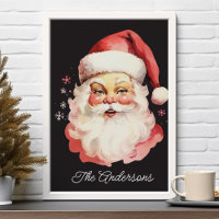 Black Vintage Retro Santa Claus Family Christmas