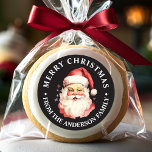 Black Vintage Retro Santa Claus Merry Christmas Classic Round Sticker<br><div class="desc">Celebrate the festive season with our Black Vintage Retro Santa Claus Merry Christmas Classic Round Sticker! This charming sticker features a nostalgic Santa Claus design set against a stylish solid background, combining vintage charm with modern flair. Perfect for adding a festive touch to your Christmas Gifts and Holiday packaging. Personalize...</div>