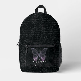 Black Vintage Script School Backpack