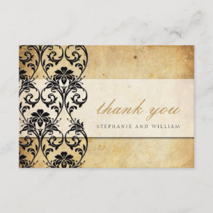 Black Vintage Swirl Wedding Thank You Card