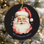 Black Vintage Watercolor Santa Claus Christmas Ceramic Ornament<br><div class="desc">Celebrate the festive season with our Black Vintage Watercolor Santa Claus Christmas Ceramic Ornament! This charming ornament features a nostalgic Santa Claus design set against a stylish solid background, combining vintage charm with modern flair. Perfect for adding a festive touch to your Christmas Tree. Personalize this custom design with your...</div>