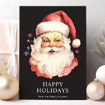 Black Vintage Watercolor Santa Claus Christmas Holiday Card<br><div class="desc">Send festive greetings with our Black Vintage Watercolor Santa Claus Christmas Holiday Card! This charming card features a nostalgic watercolor illustration of Santa Claus set against a vibrant background, adorned with delicate snowflakes. Perfect for spreading holiday cheer, this card captures the timeless spirit of Christmas. The inside is blank, allowing...</div>