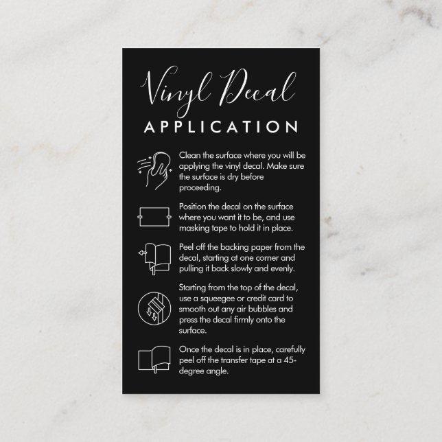 Black Vinyl Care Guide Personalized Hand-drawn Business Card (Back)