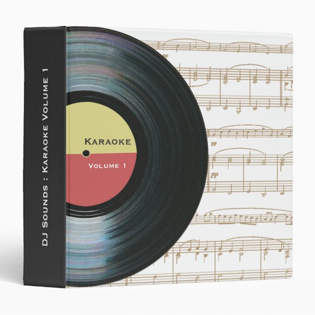 Black Vinyl Music Record Label Karaoke Folder Binder (Front/Spine)