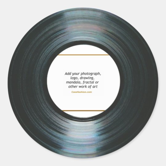 Black Vinyl Music Record Label w/ Photo Stickers