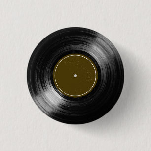 black vinyl record 1 inch round button