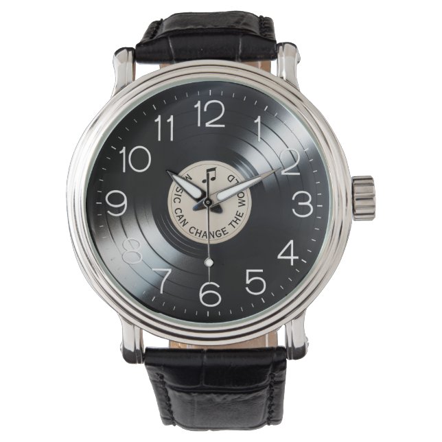 Black Vinyl Record Album With Quote Watch (Front)