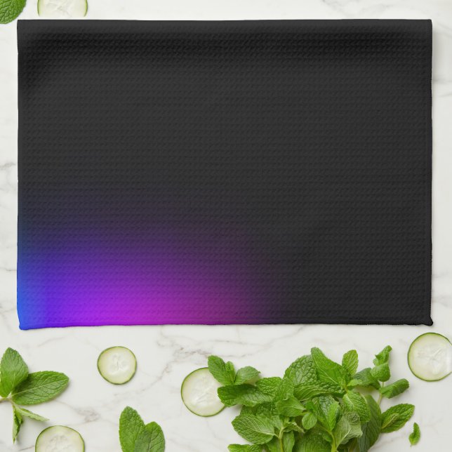 Black Violet Gradient Glow Kitchen Towel (Folded)