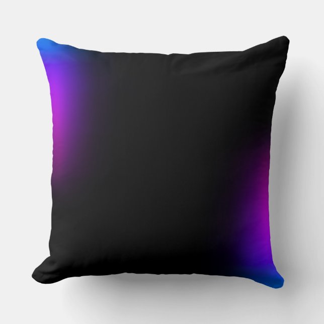 Black Violet Gradient Glow Throw Pillow (Front)