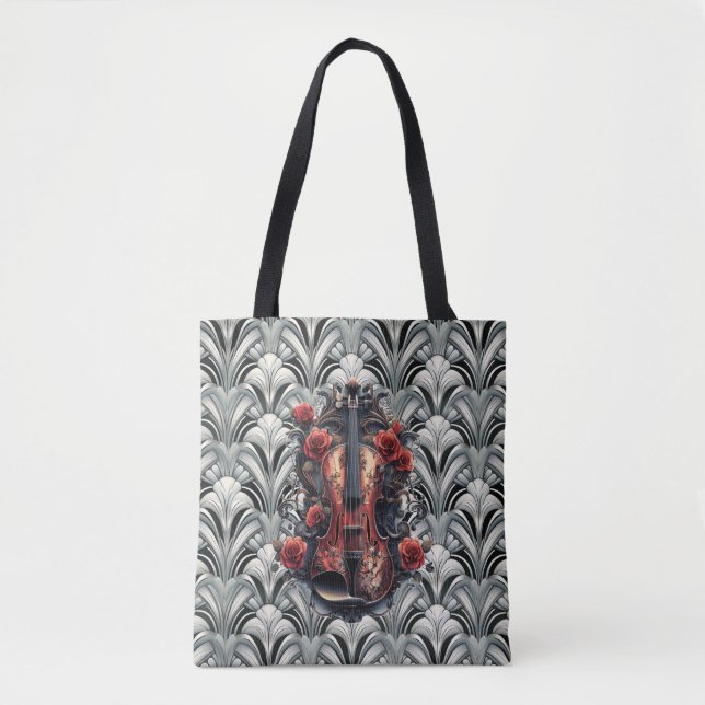 Black Violin in Art Deco GMajor \Shoulder Tote Bag (Front)