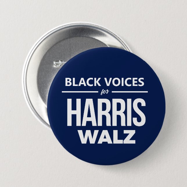 Black Voices for Harris Walz 3 Inch Round Button (Front & Back)