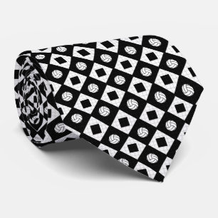Black Volleyball Argyle Pattern Tie