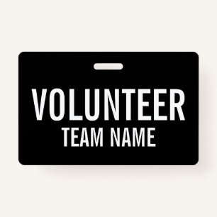 Black Volunteer Badge with Custom Team Name