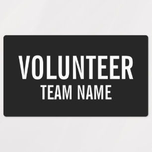 Black Volunteer Badge with Custom Team Name Labels