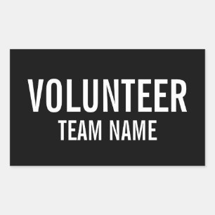 Black Volunteer Badge with Custom Team Name Sticker
