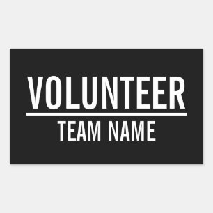 Black Volunteer Badge with Custom Team Name Sticker