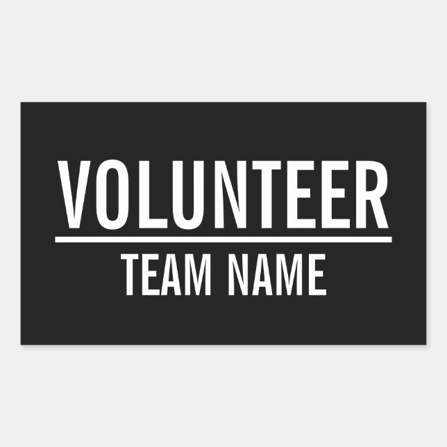  Black Volunteer Badge with Custom Team Name Sticker (Front)