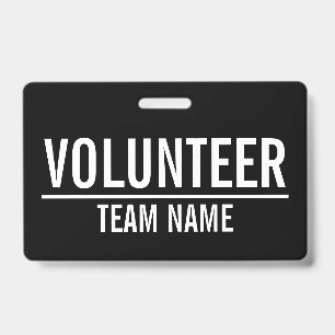 Black Volunteer with Custom Team Name Badge