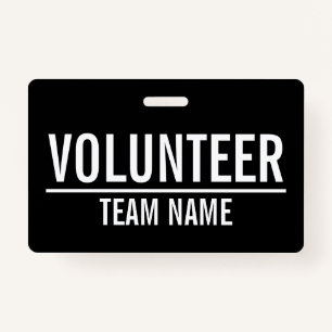 Black Volunteer with Custom Team Name Badge