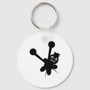 black voodoo doll needles torture keychain