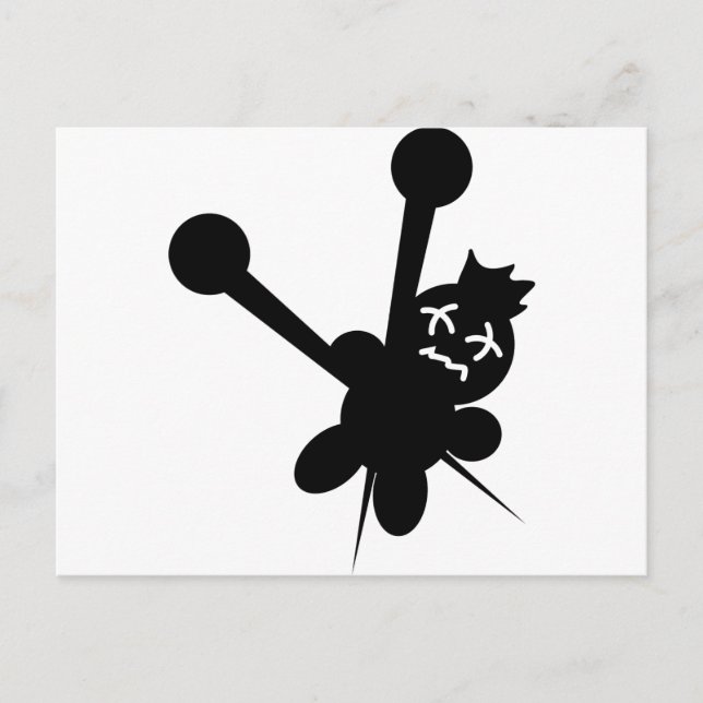 black voodoo doll needles torture postcard (Front)