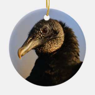 black vulture face ceramic ornament