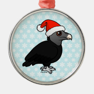 Black Vulture Santa Metal Ornament