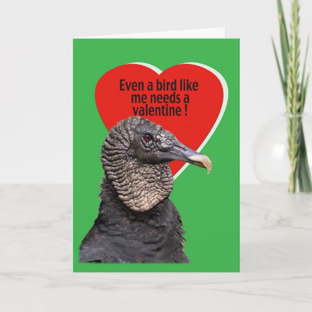 Black Vulture Valentine Holiday Card (Front)
