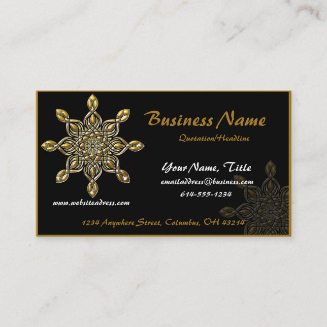 Black w/ Gold Decorative Art Object Business Cards (Front)