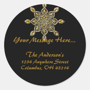 Black w/Gold Decorative Return Address Labels