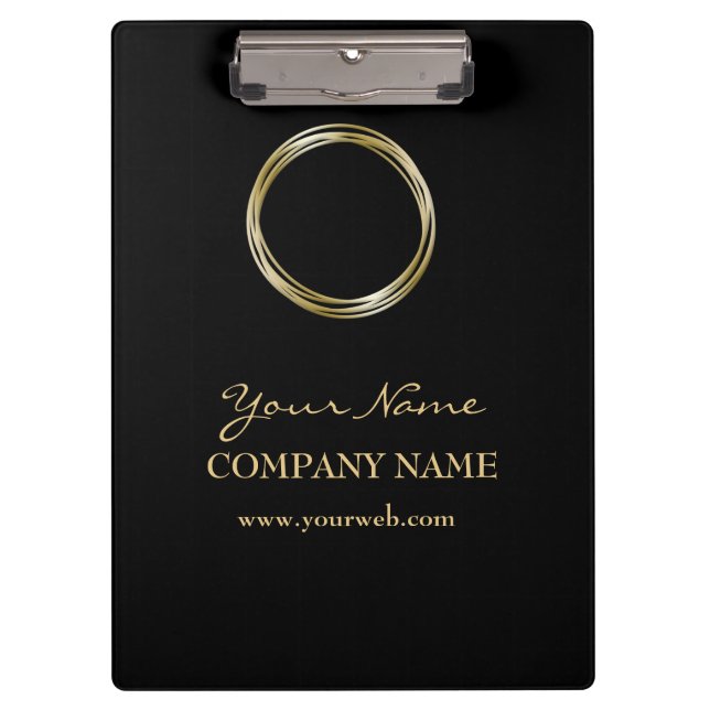 Black W Golden Ring Minimalist Black Gold LOGO Clipboard (Front)