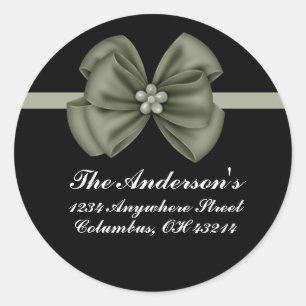 Black w/Green Bow Address Labels
