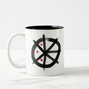BLACK w/ RED DOTS  MWB LOGO BLACK interior Two-Tone Coffee Mug